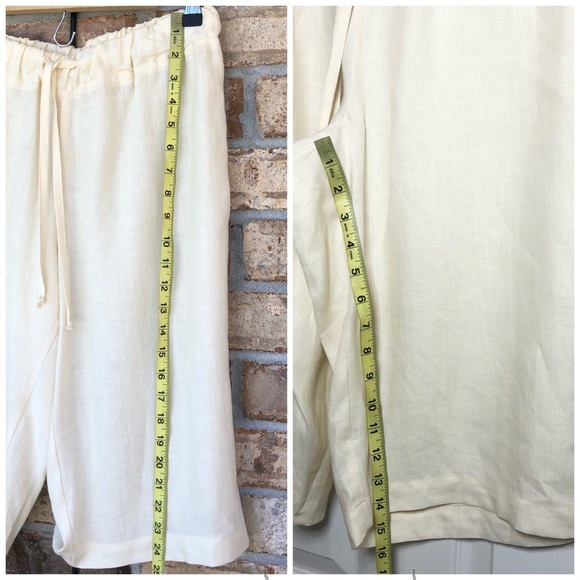 Central Falls Made USA Linen Light Ivory Set Of Buttoned Jacket & Capri Pants M - Picture 15 of 15